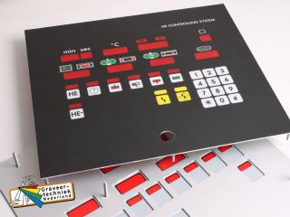 Panelen met aluminium achterplaat en kunststof makrolon front, achterzijde met draadeinden.